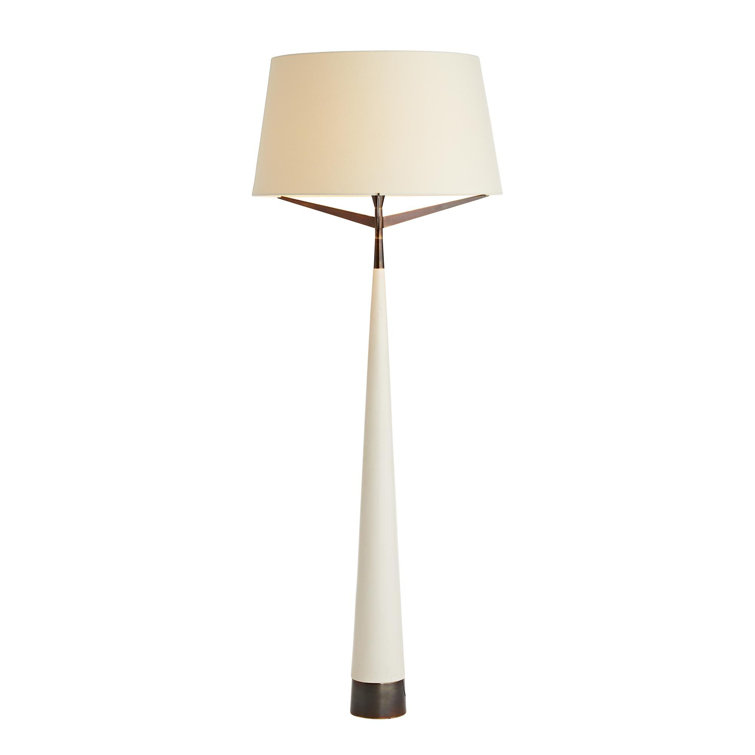 Ivory and White Linen Modern Floor Lamp