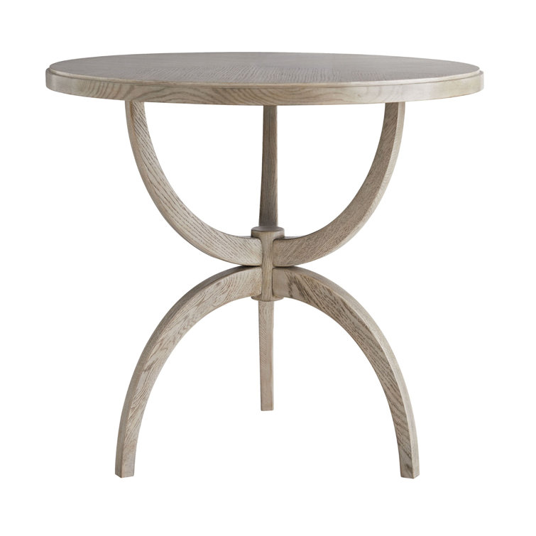 Sultry Smoke Finish Oak Round Side Table with Three-Prong Base