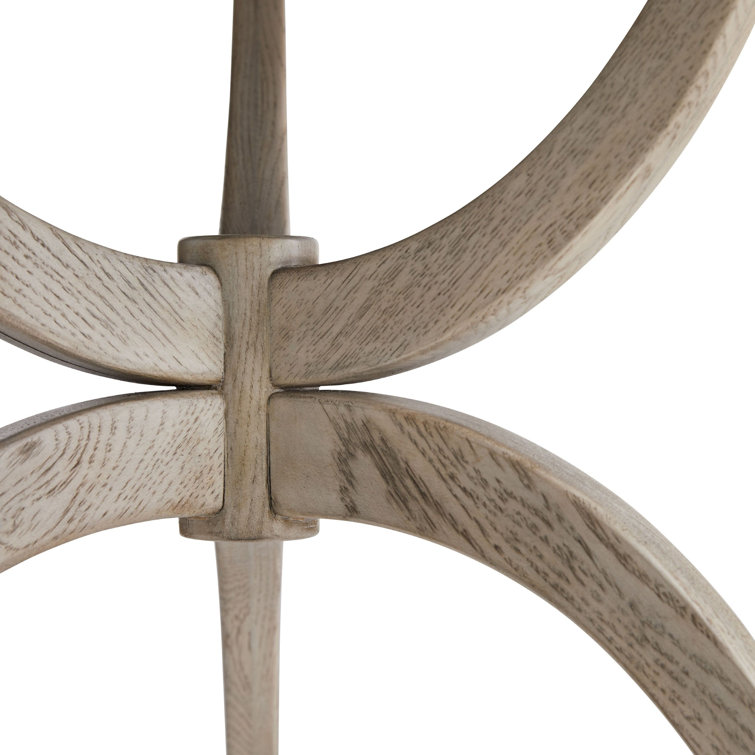 Sultry Smoke Finish Oak Round Side Table with Three-Prong Base