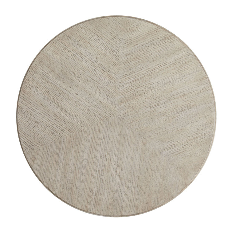 Sultry Smoke Finish Oak Round Side Table with Three-Prong Base
