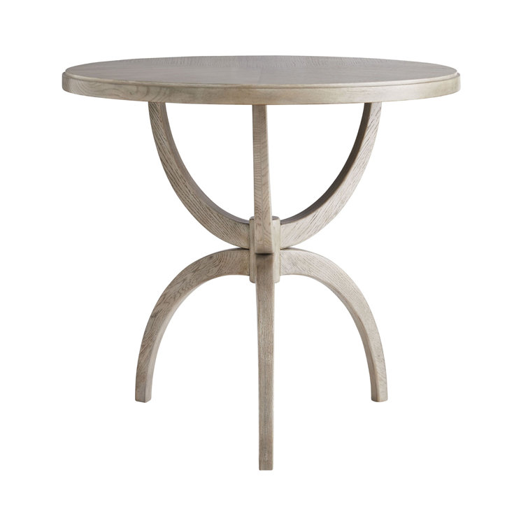 Sultry Smoke Finish Oak Round Side Table with Three-Prong Base