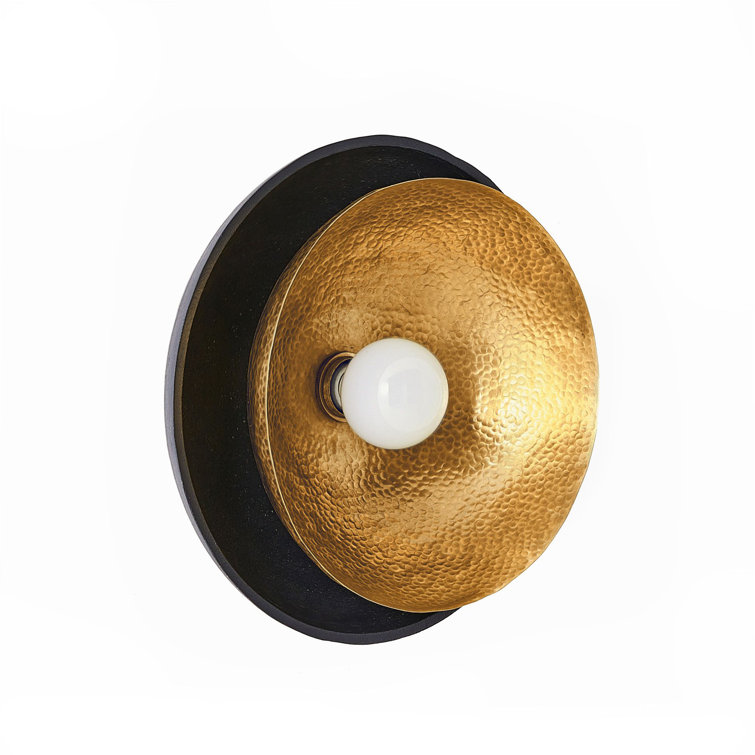 Antique Brass and Blackened Iron Dual Bowl Flush Mount