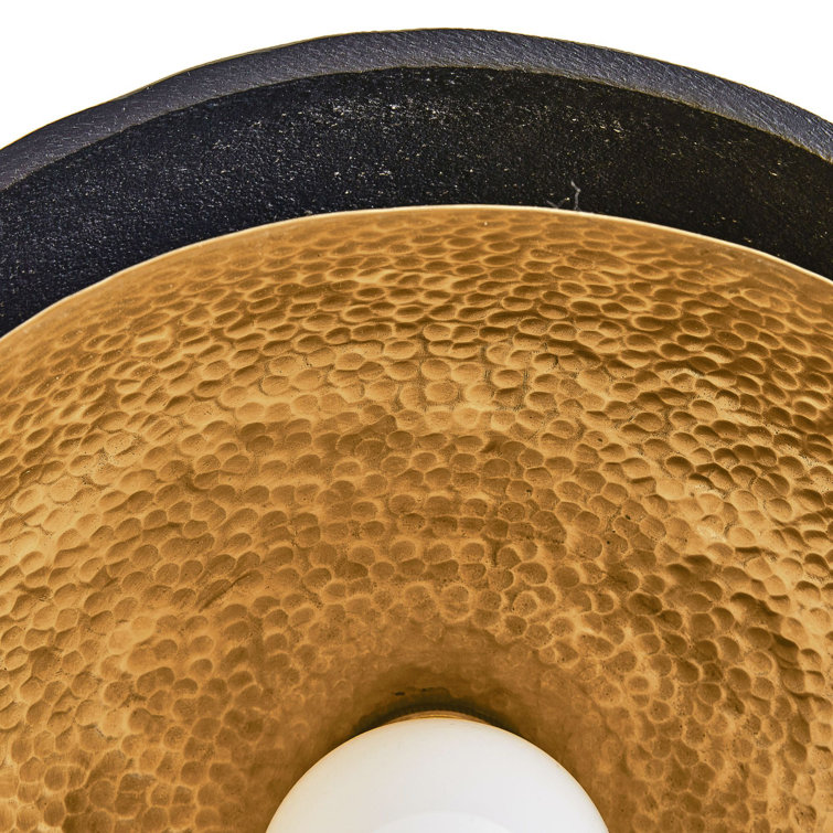 Antique Brass and Blackened Iron Dual Bowl Flush Mount