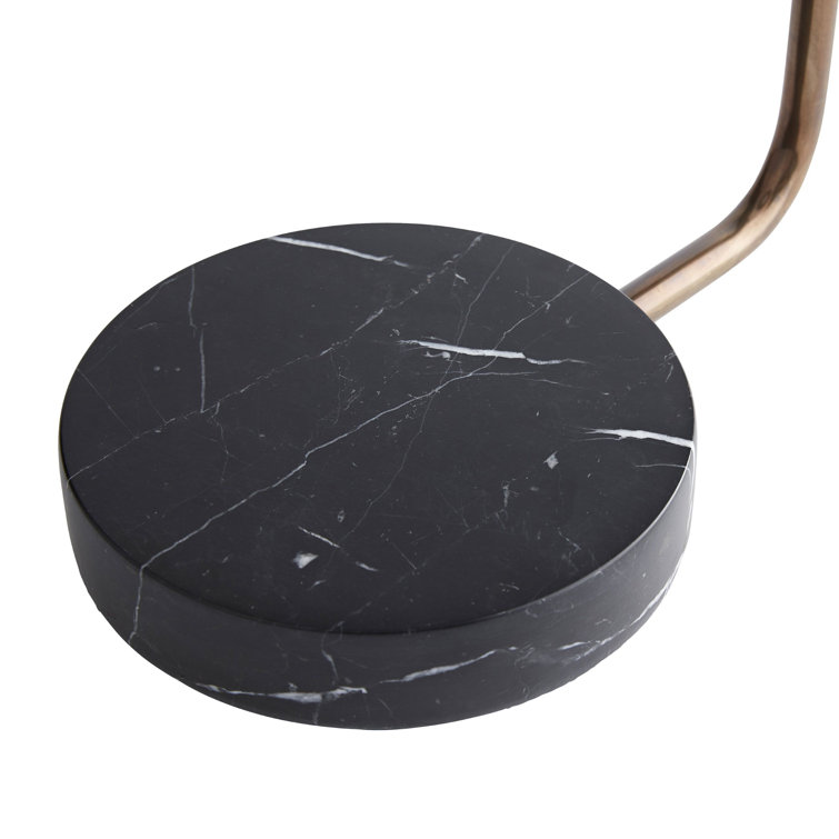 Aaron Black and Brass Arc Table Lamp with Marble Base