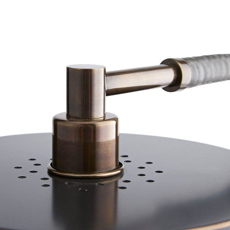 Aaron Black and Brass Arc Table Lamp with Marble Base