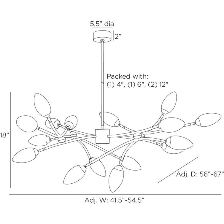 Antique Brass 21'' Botanical Stem Chandelier with Matte Swirl Glass