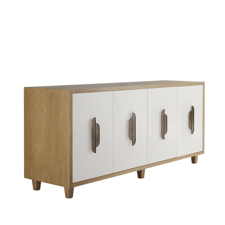 Kianna Off-White and Oak Mid-Century Modern Credenza