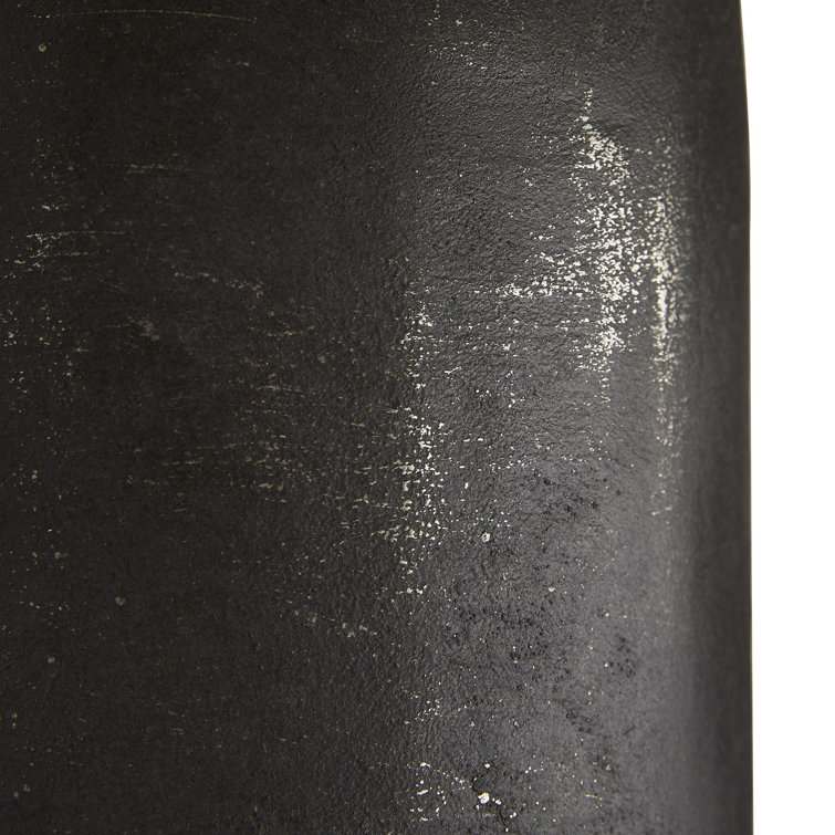 Blackened Aluminum Table Lamp with Off-White Linen Shade