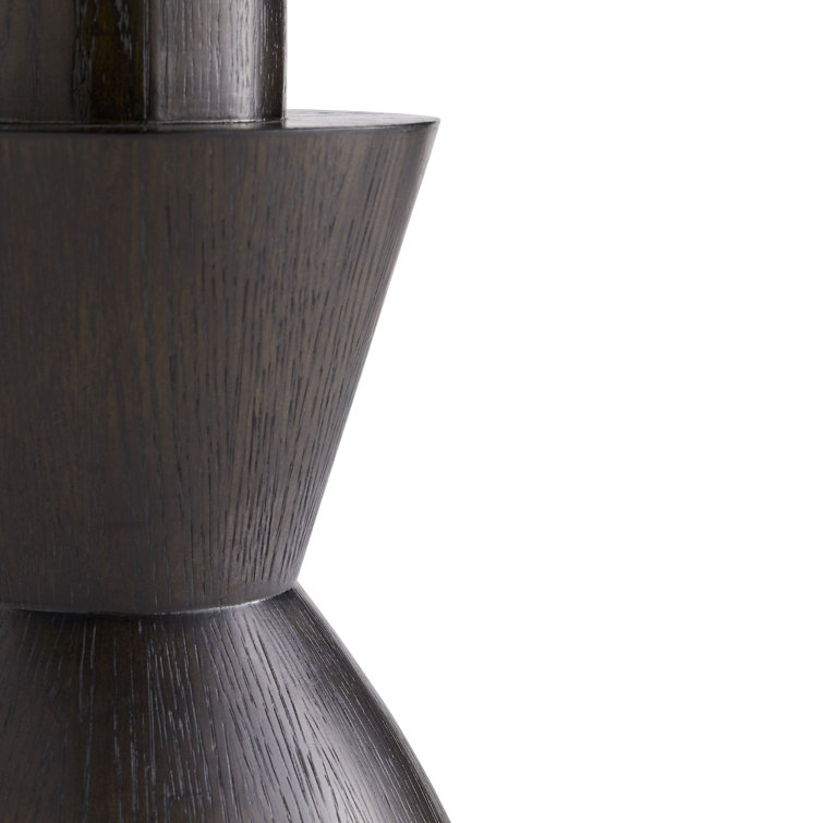 Dark Oak and Metal Round Pedestal Side Table