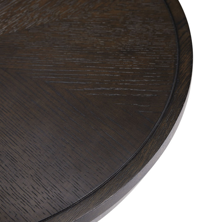 Dark Oak and Metal Round Pedestal Side Table