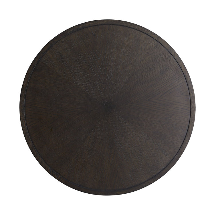 Dark Oak and Metal Round Pedestal Side Table