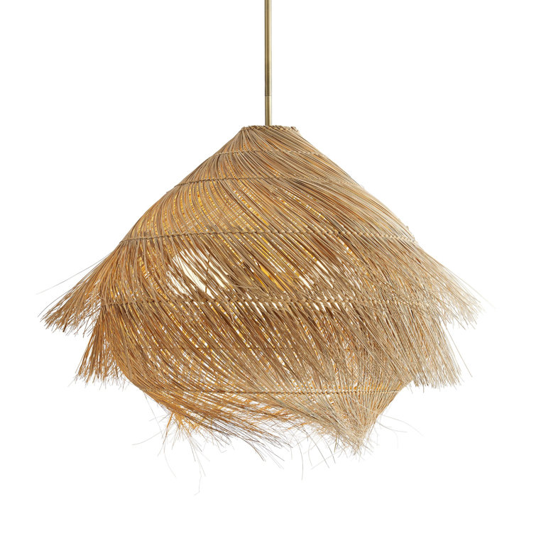 Ashburn 31'' Antique Brass and Glass Island Pendant Light