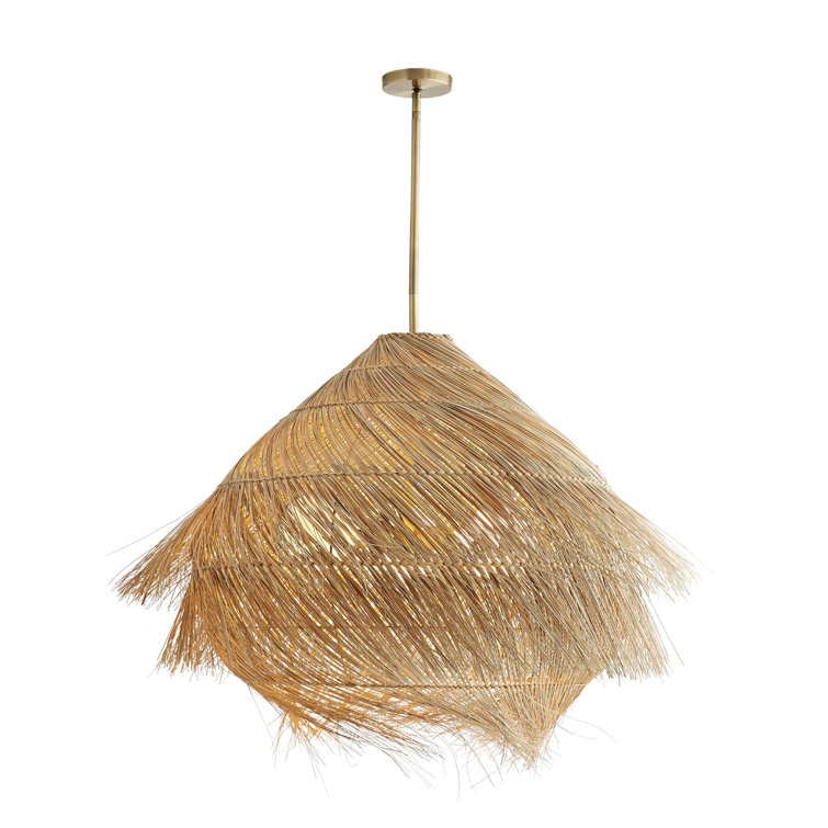 Ashburn 31'' Antique Brass and Glass Island Pendant Light