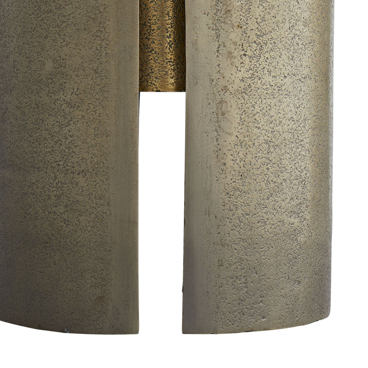 Petite Round Brass and Aluminum Accent Table