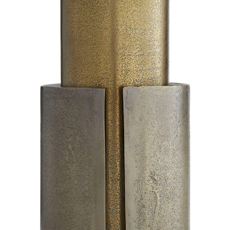 Petite Round Brass and Aluminum Accent Table