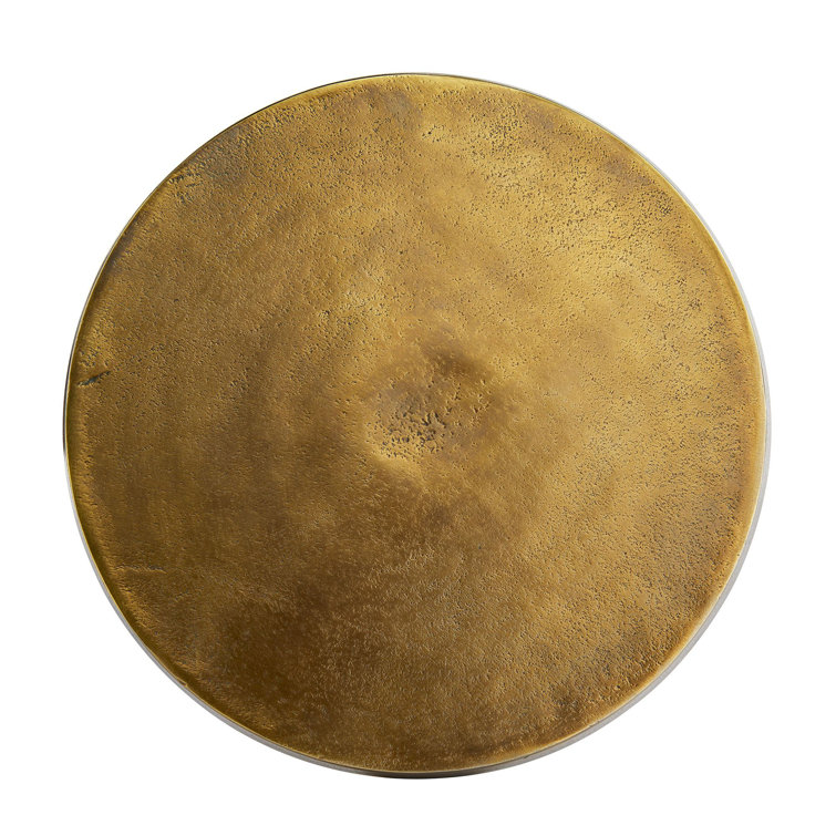 Petite Round Brass and Aluminum Accent Table