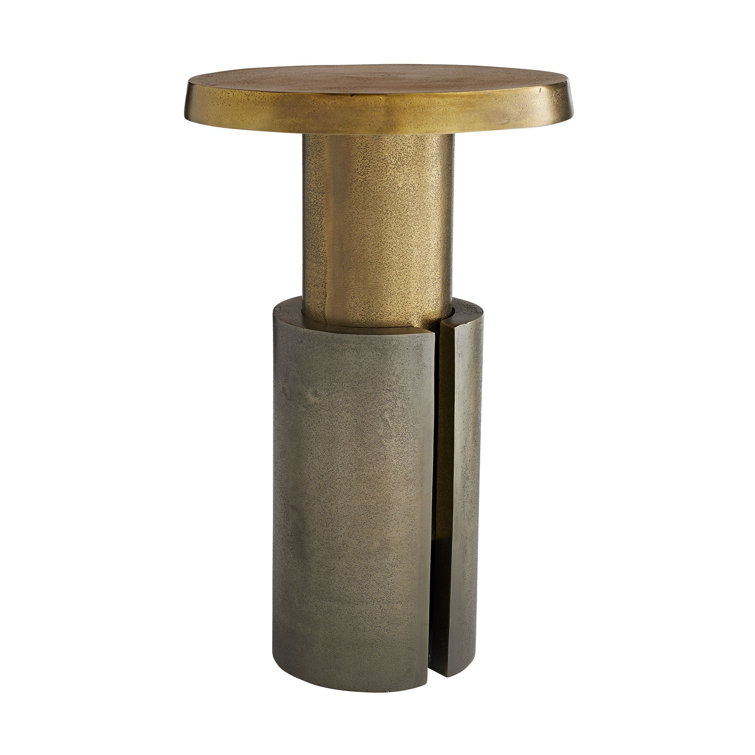 Petite Round Brass and Aluminum Accent Table