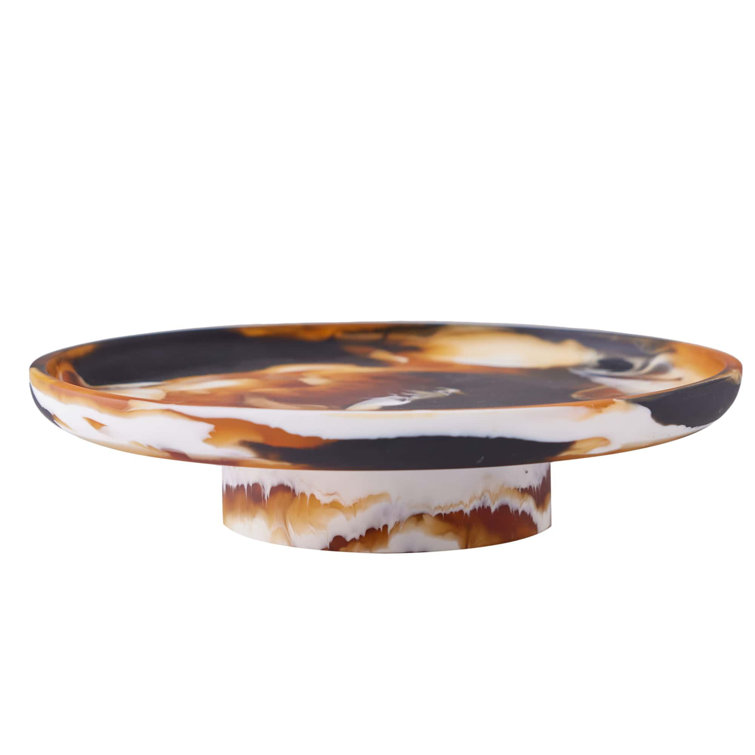 Espresso and White Resin Pedestal Centerpiece with Stand
