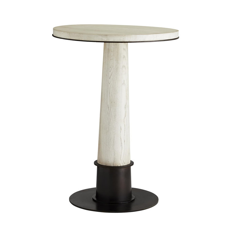 Kamile Smoke Gray Oak and Iron Round Bar Table