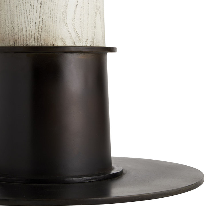 Kamile Smoke Gray Oak and Iron Round Bar Table