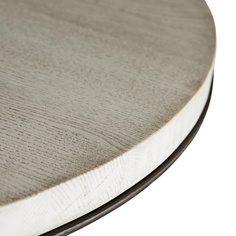 Kamile Smoke Gray Oak and Iron Round Bar Table