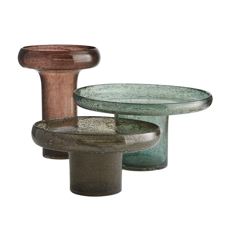 Set of 3 Multicolor Seeded Glass Accent Tables