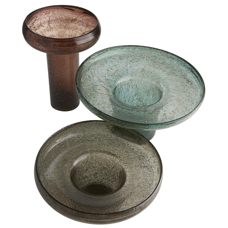 Set of 3 Multicolor Seeded Glass Accent Tables