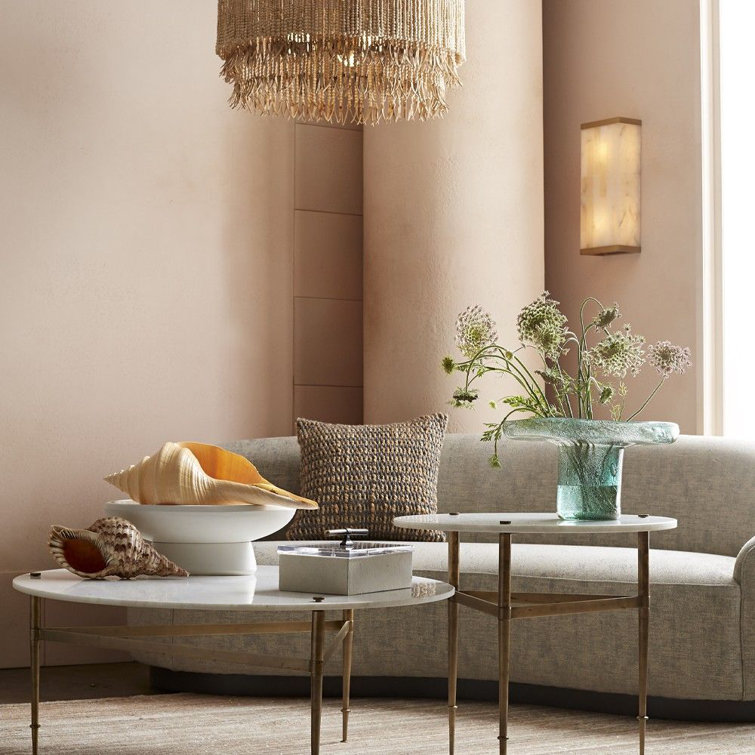 Set of 3 Multicolor Seeded Glass Accent Tables