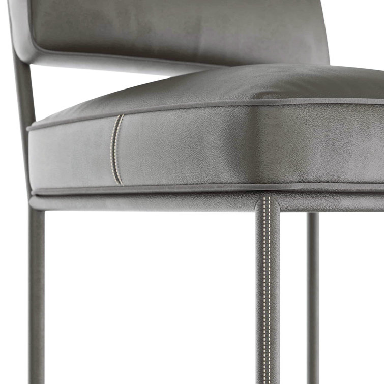 Graphite Gray Leather and Metal Counter Stool