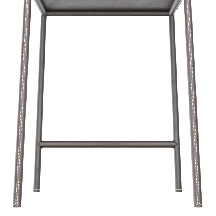 Graphite Gray Leather and Metal Counter Stool