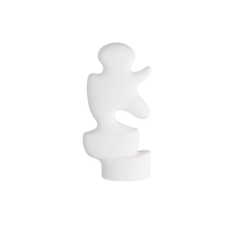 White Abstract Resin Sculpture with Black Base