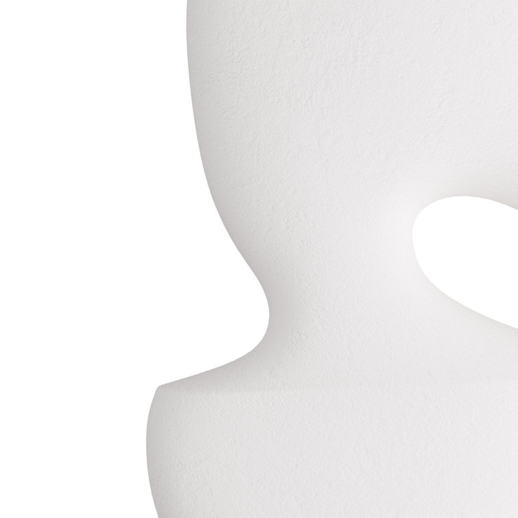 White Abstract Resin Sculpture with Black Base