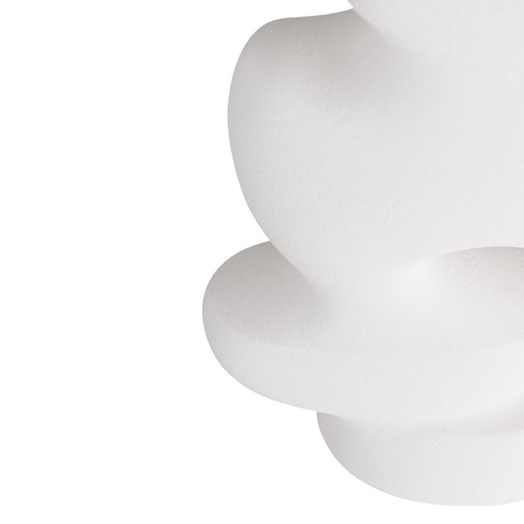 White Abstract Resin Sculpture with Black Base