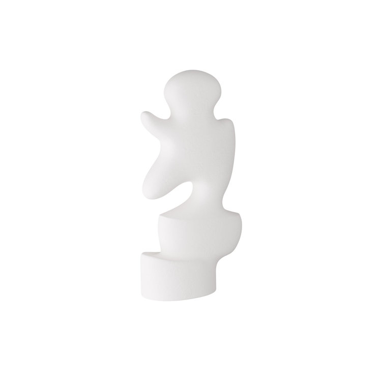 White Abstract Resin Sculpture with Black Base