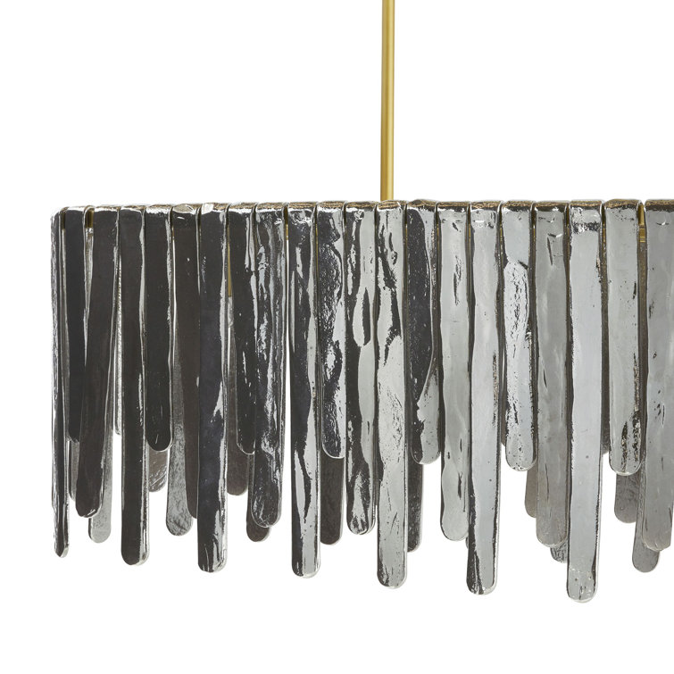 Antique Brass and Smoke Glass 7-Light Chandelier