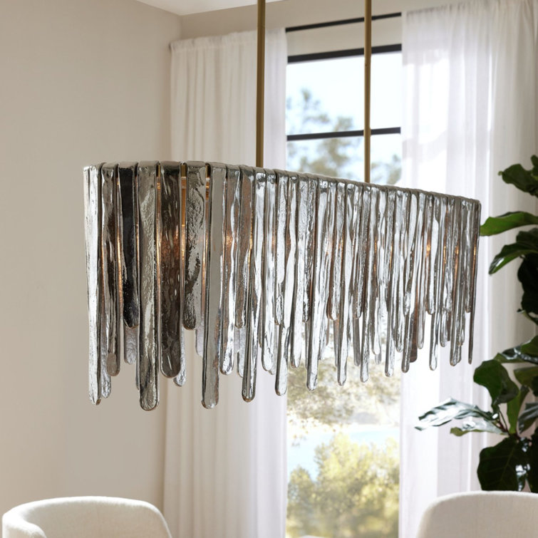 Antique Brass and Smoke Glass 7-Light Chandelier