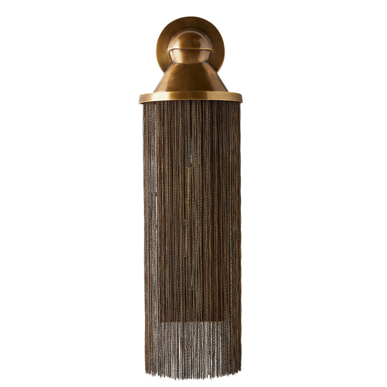 Antique Brass 24" Aztec-Style Tasseled Wall Sconce