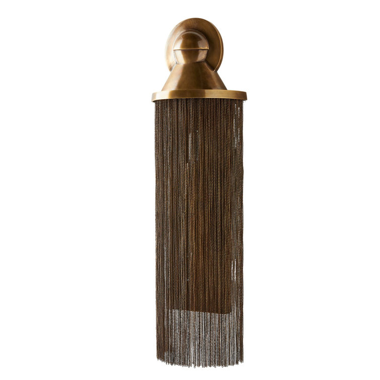 Antique Brass 24" Aztec-Style Tasseled Wall Sconce