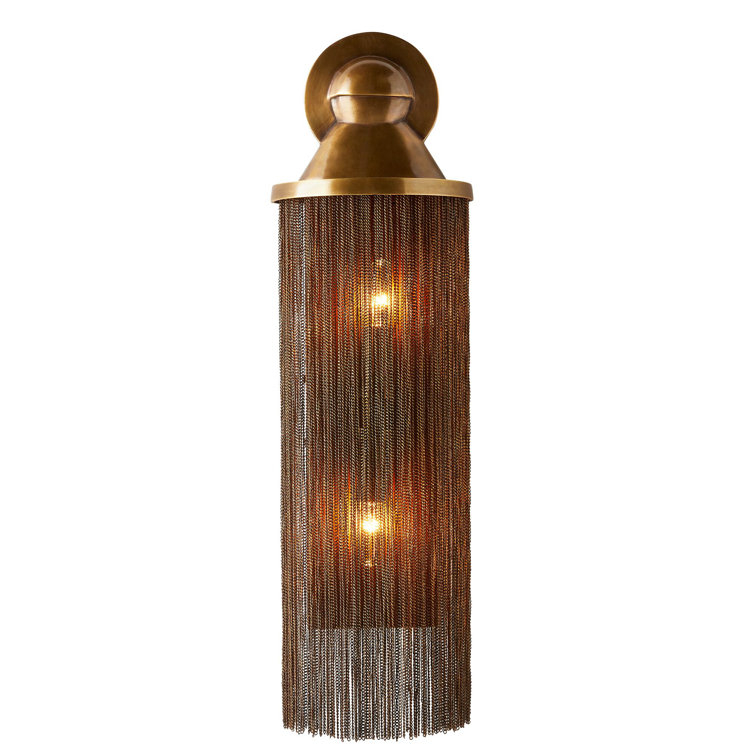 Antique Brass 24" Aztec-Style Tasseled Wall Sconce
