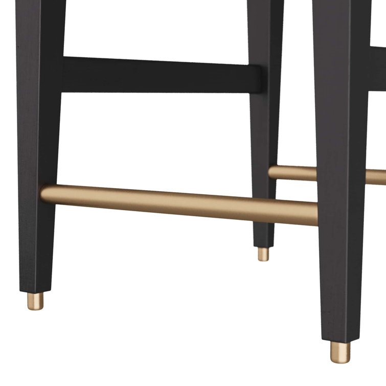Ebony Mango Wood and Antique Brass Counter Stool