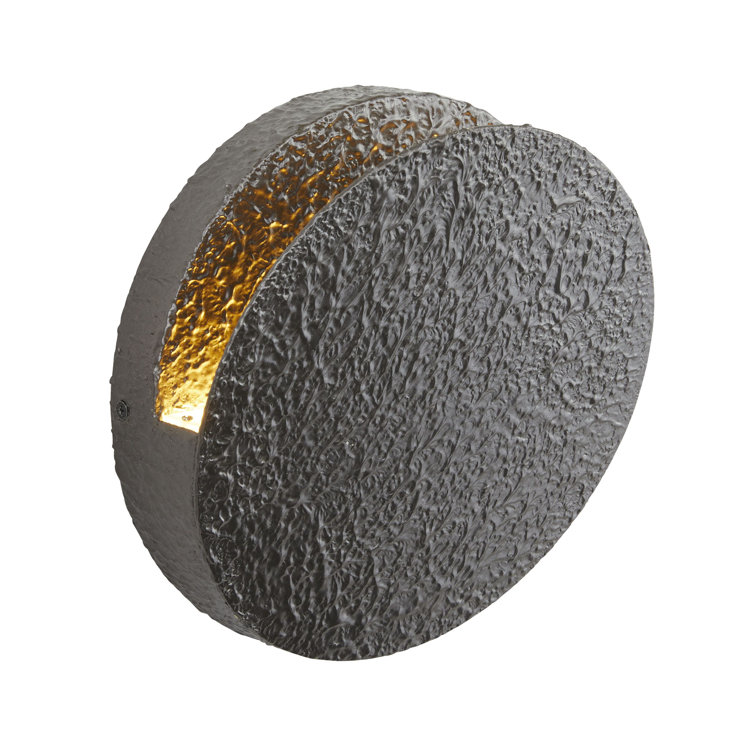 Aged Iron Round Minimalist Outdoor Sconce