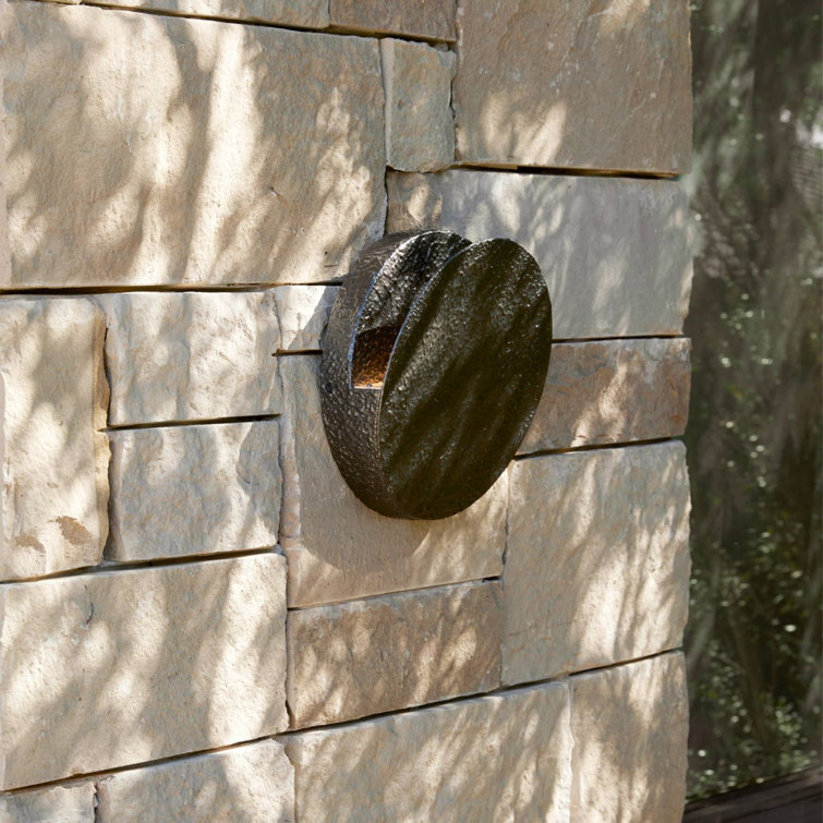 Aged Iron Round Minimalist Outdoor Sconce