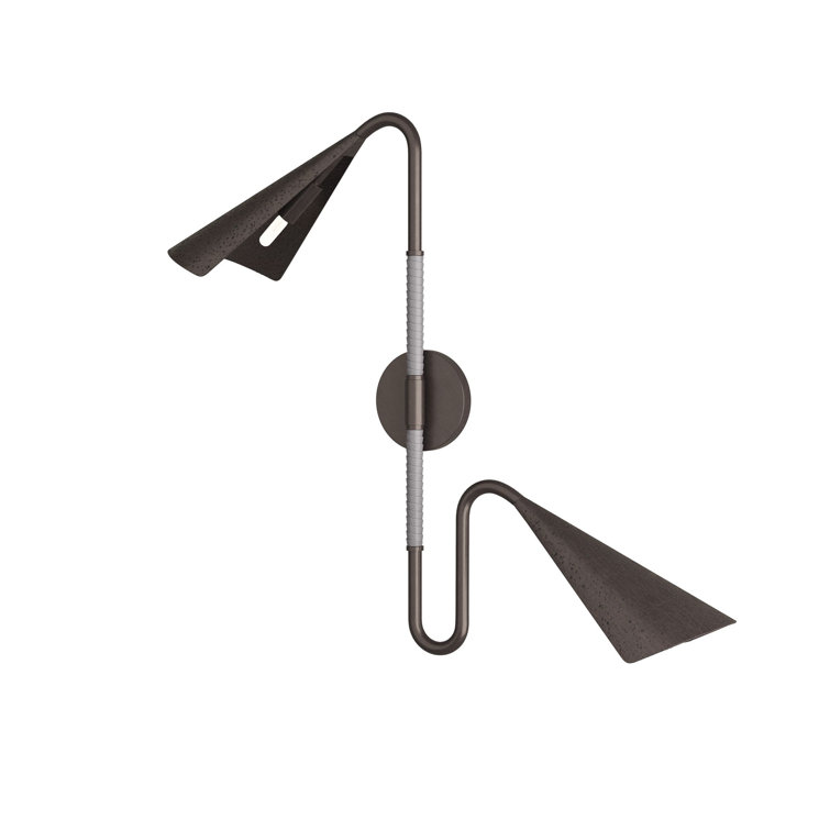Graphite Leather and Bronze Dual Shade Sconce