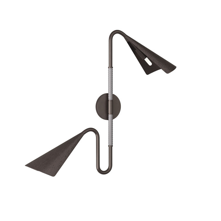 Graphite Leather and Bronze Dual Shade Sconce
