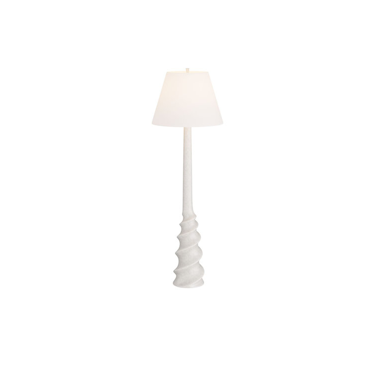 Ivory Ricestone Composite Floor Lamp with Tapered Shade