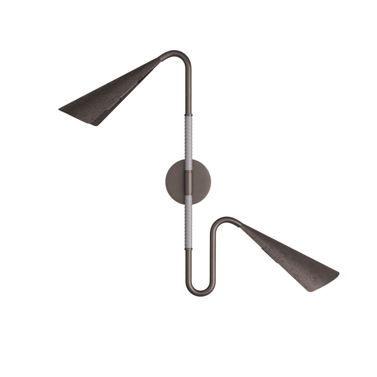 Graphite Leather and Bronze Dual Shade Sconce