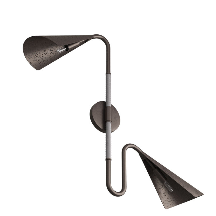 Graphite Leather and Bronze Dual Shade Sconce