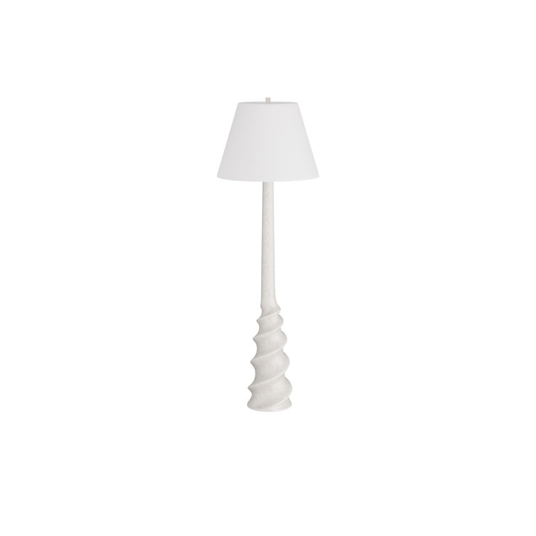 Ivory Ricestone Composite Floor Lamp with Tapered Shade