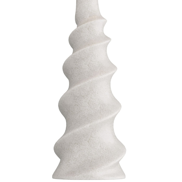 Ivory Ricestone Composite Floor Lamp with Tapered Shade