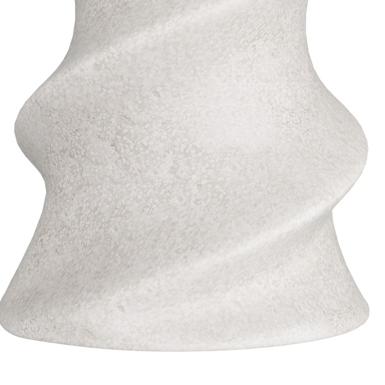 Ivory Ricestone Composite Floor Lamp with Tapered Shade